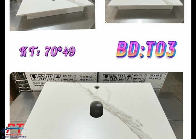 Bàn đá trắng T03 chống trầy - 70x49